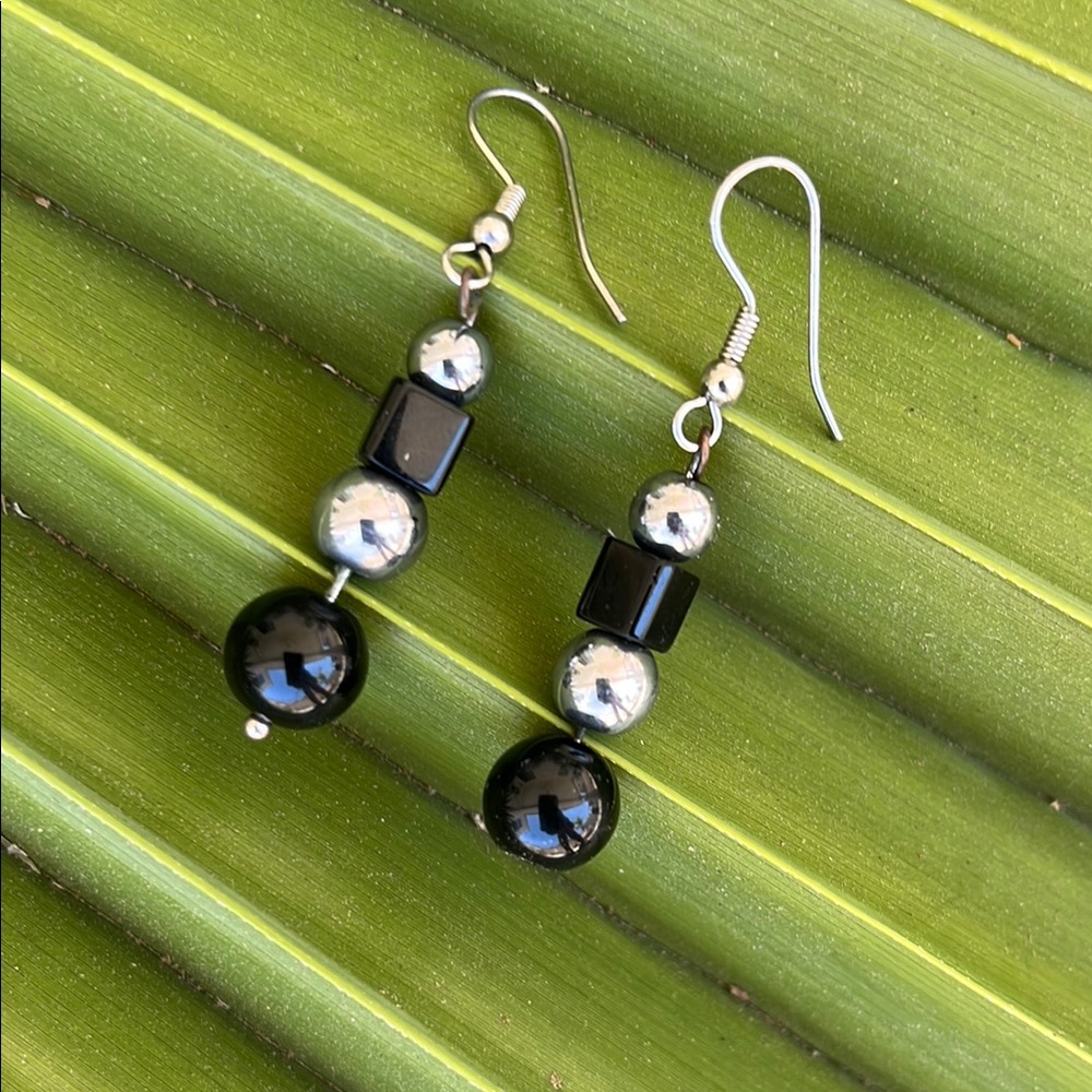 Elegant Black and Silver Dangle Earrings